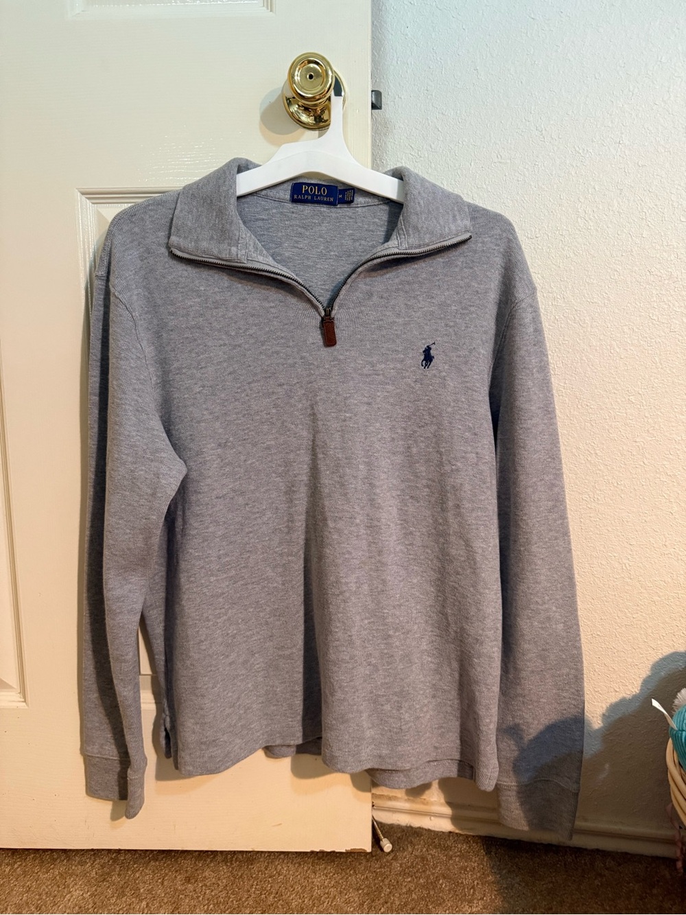 Polo Ralph Lauren Gray Quarter-Zip Sweatshirt with Navy Pony